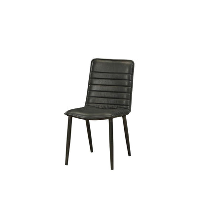 Hosmer Side Chair (Set-2), Black Top Grain Leather & Antique Black