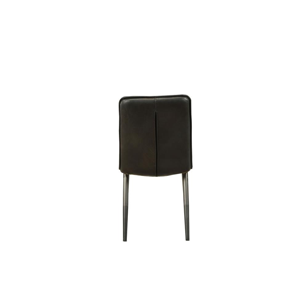 Hosmer Side Chair (Set-2), Black Top Grain Leather & Antique Black