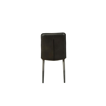 Hosmer Side Chair (Set-2), Black Top Grain Leather & Antique Black