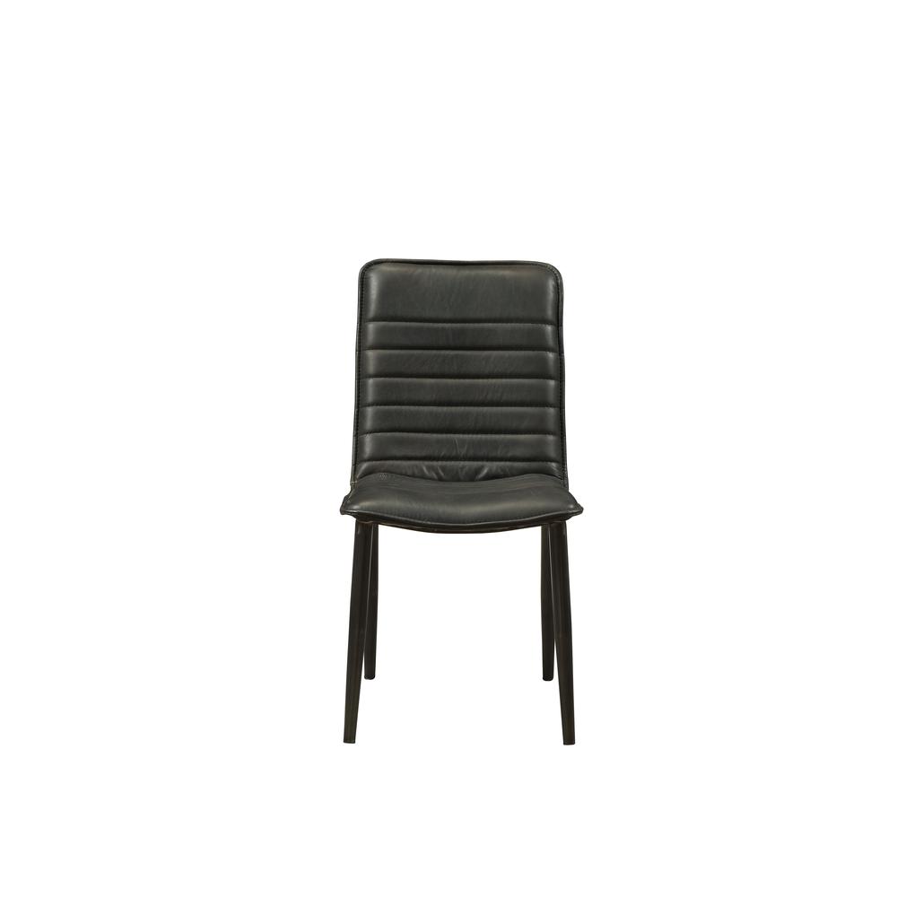 Hosmer Side Chair (Set-2), Black Top Grain Leather & Antique Black
