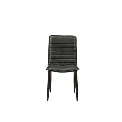 Hosmer Side Chair (Set-2), Black Top Grain Leather & Antique Black
