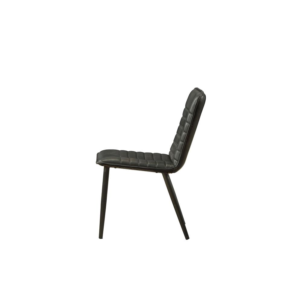 Hosmer Side Chair (Set-2), Black Top Grain Leather & Antique Black