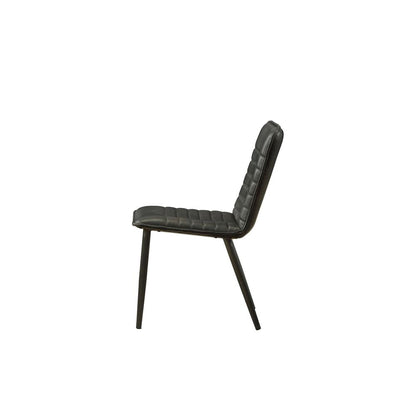 Hosmer Side Chair (Set-2), Black Top Grain Leather & Antique Black