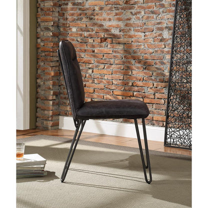 Hosmer Side Chair (Set-2), Black Top Grain Leather & Antique Black
