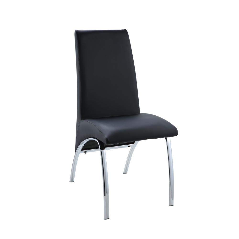 Pervis Side Chair (Set-2), Black Leatherette & Chrome