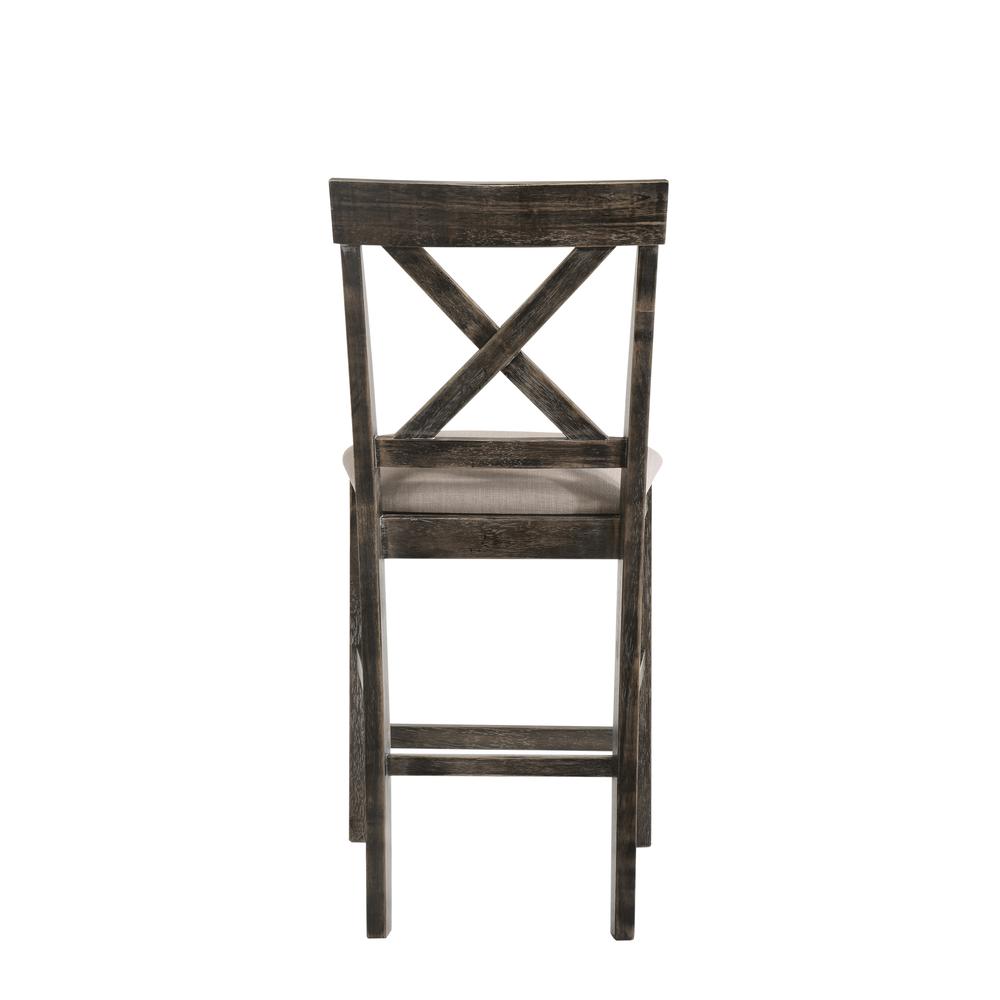Martha II Counter Height Chair (Set-2), Tan Linen & Weathered Gray