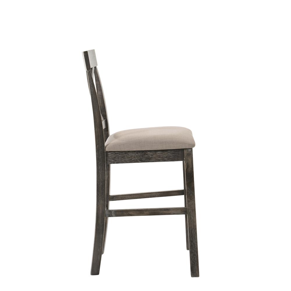 Martha II Counter Height Chair (Set-2), Tan Linen & Weathered Gray