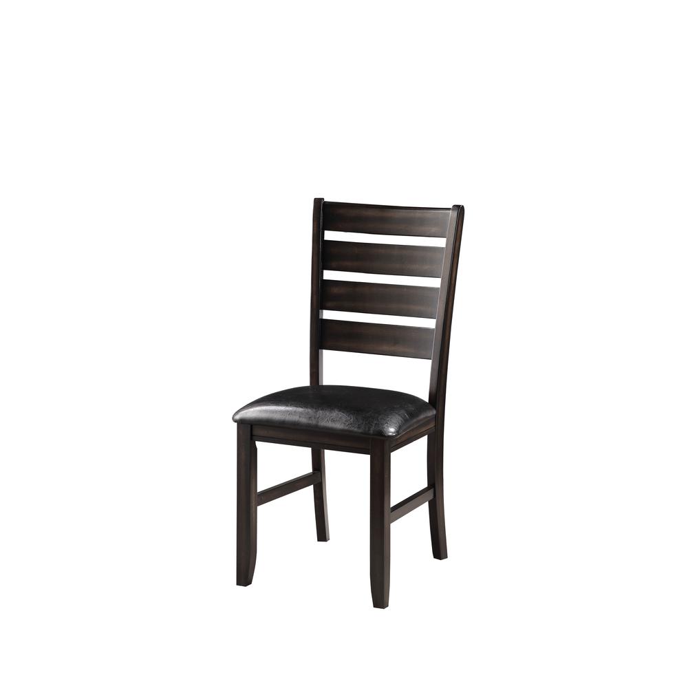 Urbana Side Chair (Set-2), Black Leatherette & Espresso
