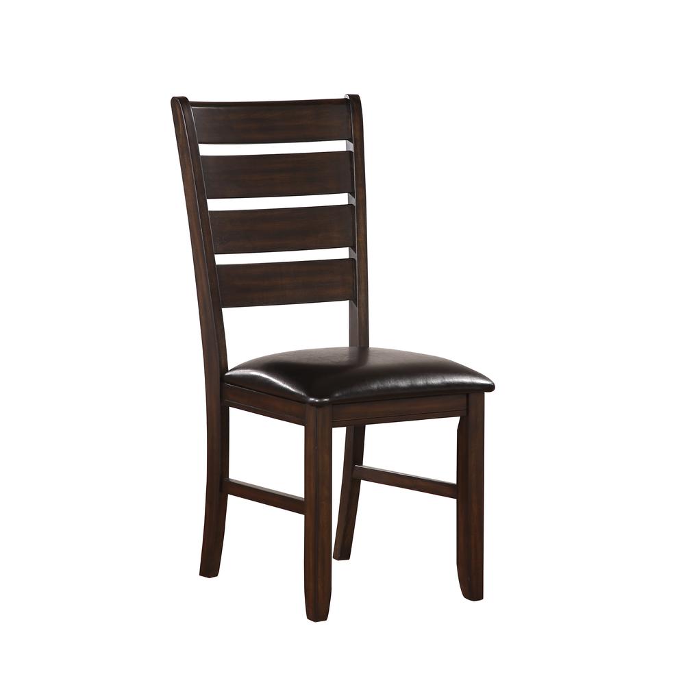 Urbana Side Chair (Set-2), Black Leatherette & Espresso