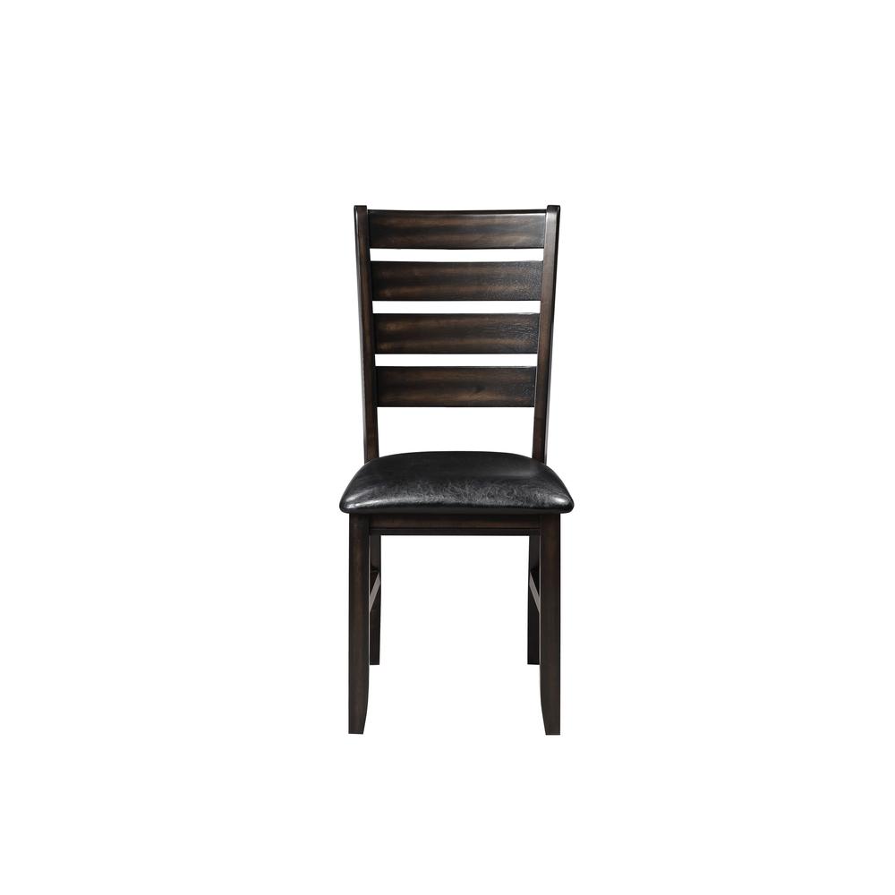 Urbana Side Chair (Set-2), Black Leatherette & Espresso