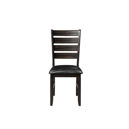 Urbana Side Chair (Set-2), Black Leatherette & Espresso