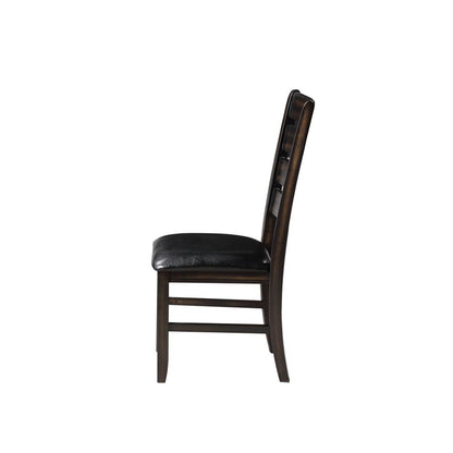 Urbana Side Chair (Set-2), Black Leatherette & Espresso
