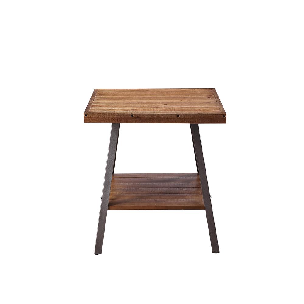 Ikram End Table (Set-2), Weathered Oak & Sandy Black