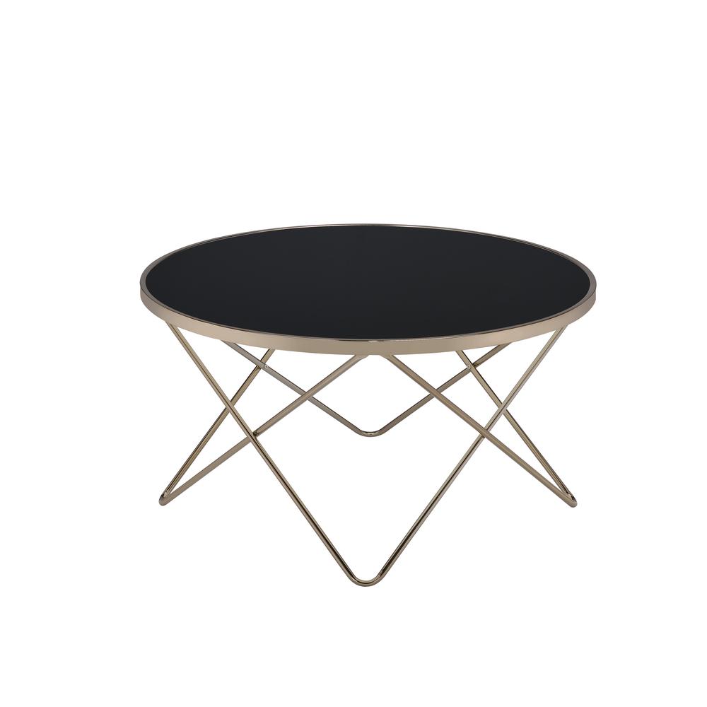 Valora End Table, Champagne & Black Glass