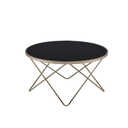 Valora End Table, Champagne & Black Glass