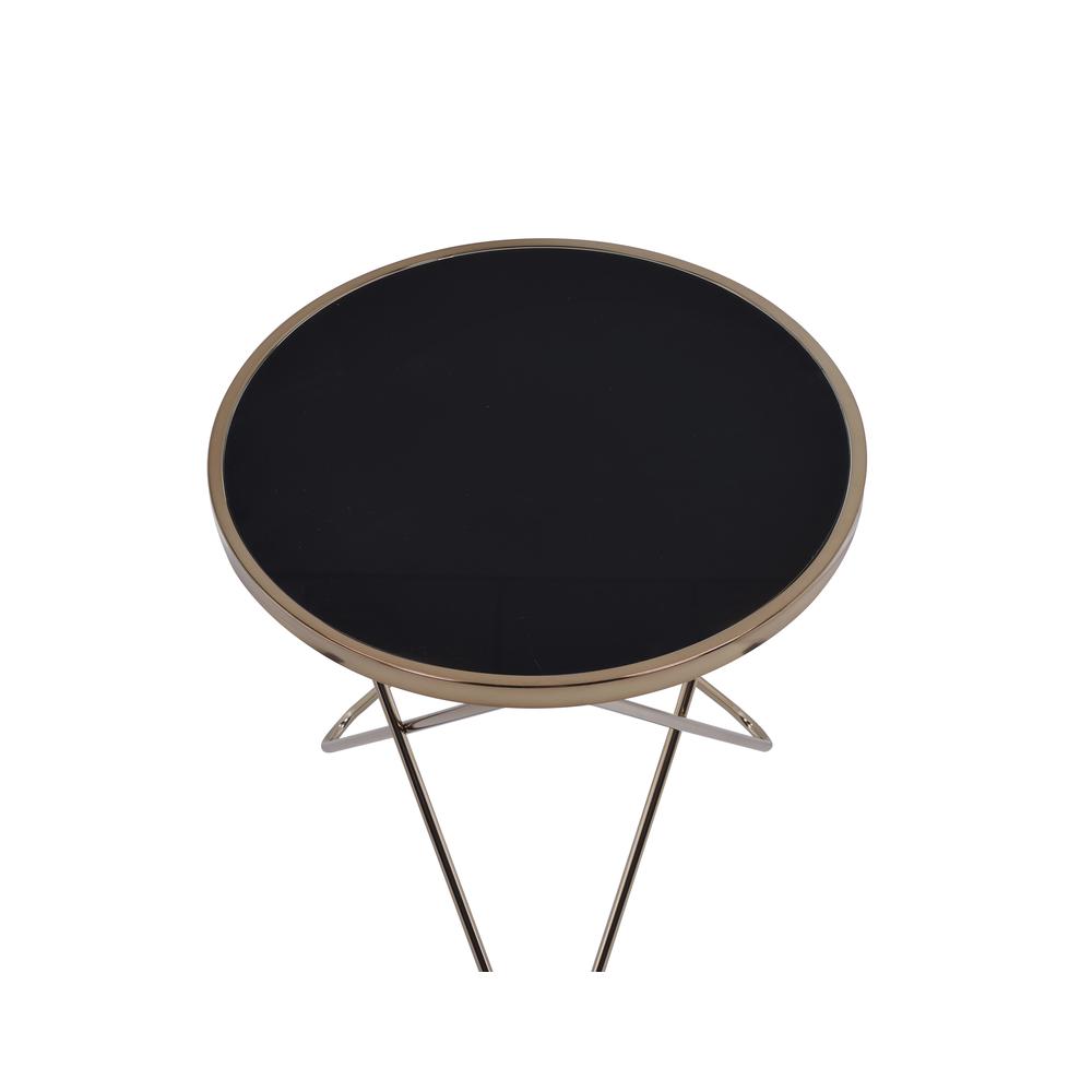 Valora End Table, Champagne & Black Glass