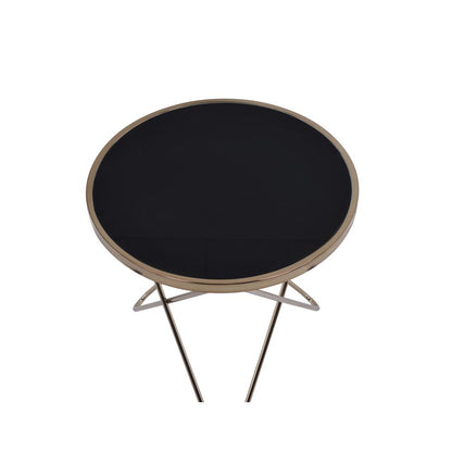 Valora End Table, Champagne & Black Glass