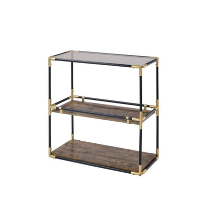 Heleris Console Table, Black/Gold & Smoky Glass
