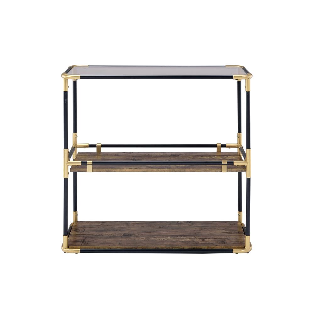 Heleris Console Table, Black/Gold & Smoky Glass