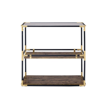 Heleris Console Table, Black/Gold & Smoky Glass