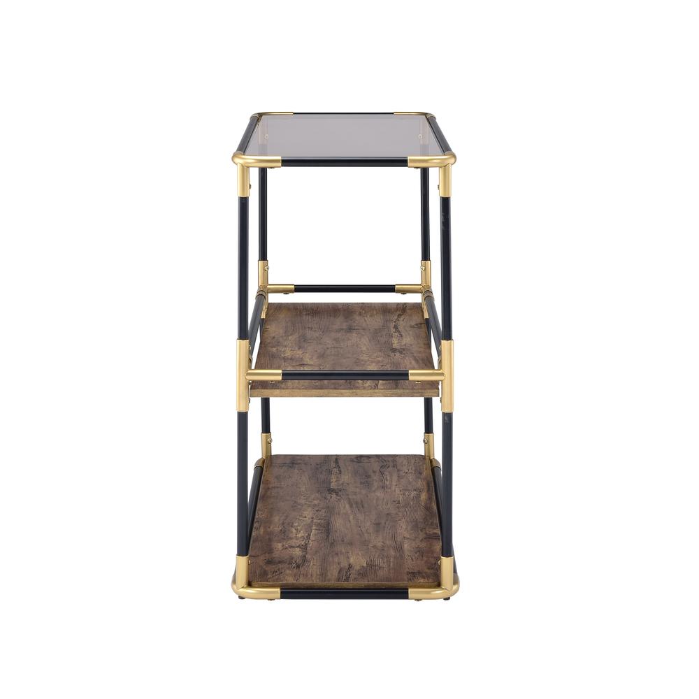Heleris Console Table, Black/Gold & Smoky Glass