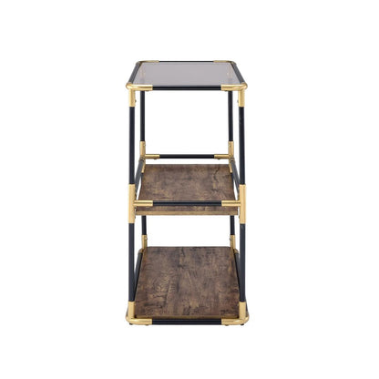 Heleris Console Table, Black/Gold & Smoky Glass