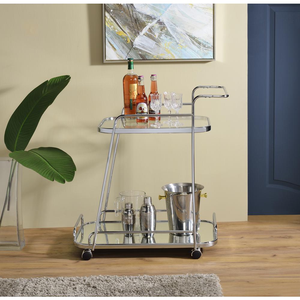 Aegis Serving Cart, Clear Glass & Chrome