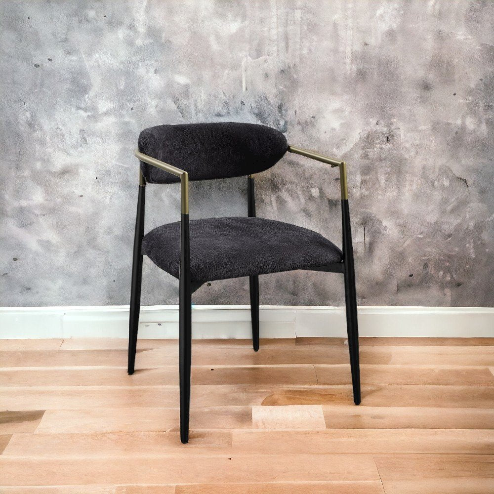 Jaramillo Arm Chair (Set-2), Black Chenille & Black