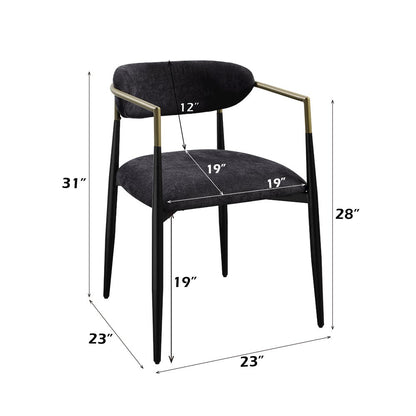 Jaramillo Arm Chair (Set-2), Black Chenille & Black