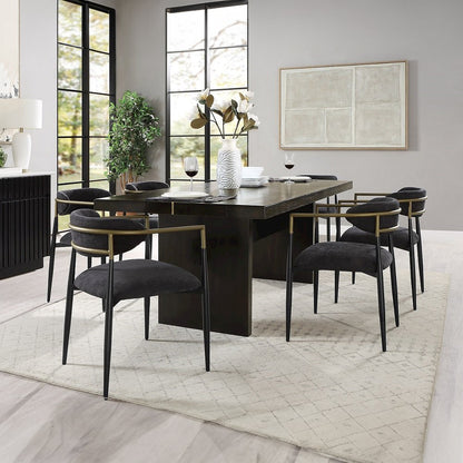 Jaramillo Arm Chair (Set-2), Black Chenille & Black