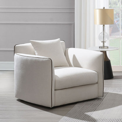 Yolanda Chair w/Pillow, Beige Chenille
