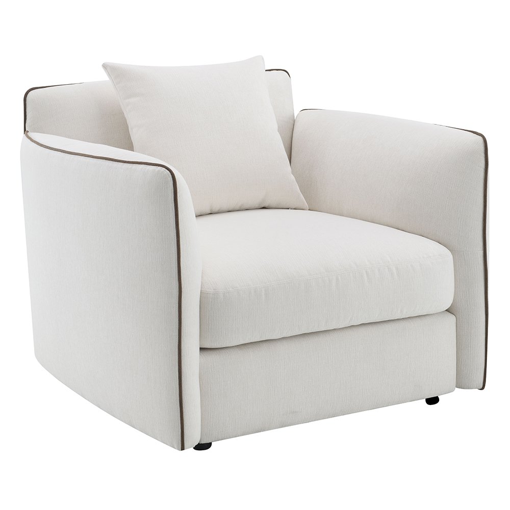 Yolanda Chair w/Pillow, Beige Chenille