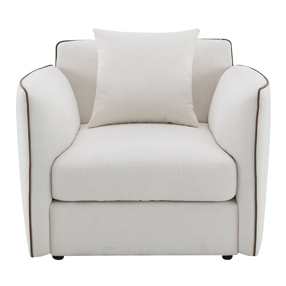 Yolanda Chair w/Pillow, Beige Chenille