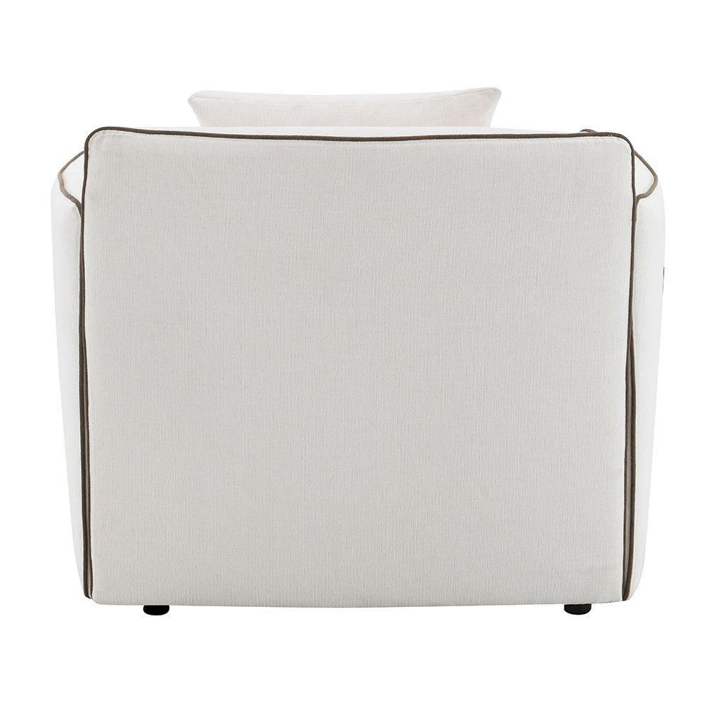 Yolanda Chair w/Pillow, Beige Chenille