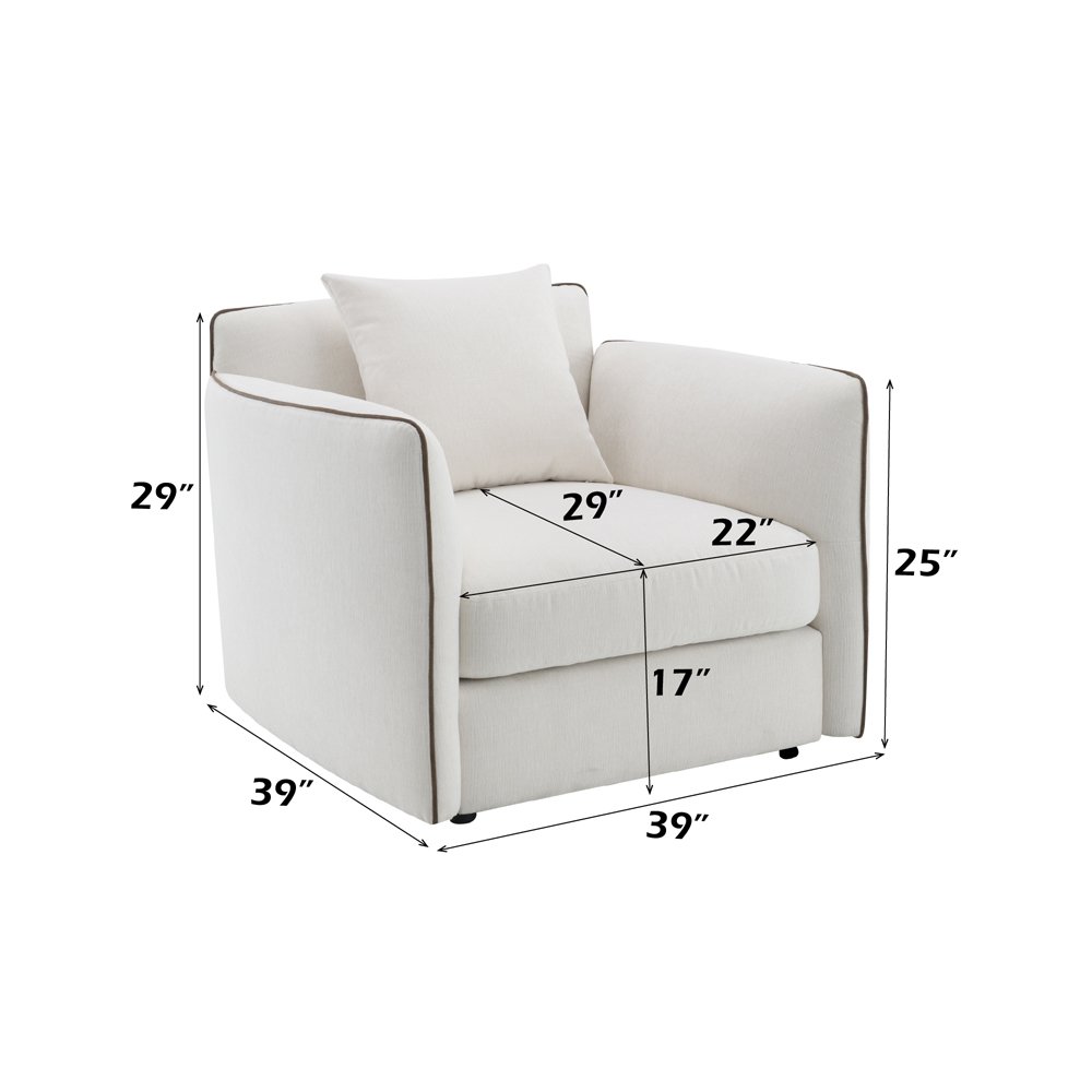 Yolanda Chair w/Pillow, Beige Chenille