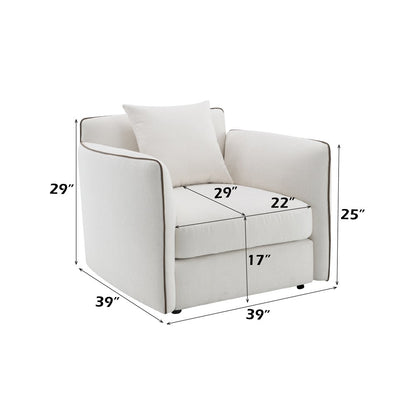 Yolanda Chair w/Pillow, Beige Chenille