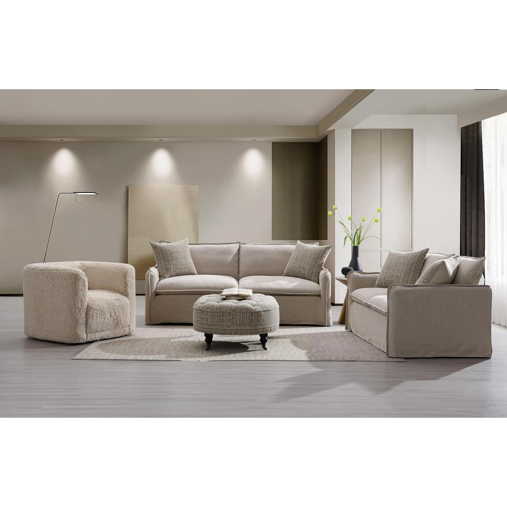 Upendo Loveseat w/2 Pillows, Beige Linen
