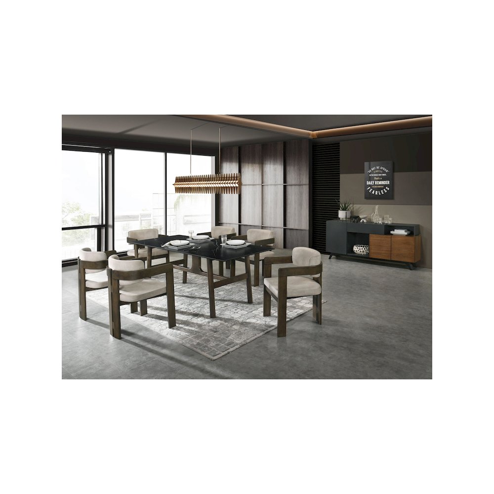 Destin Arm Chair, Light Gray Polished Microfiber & Walnut