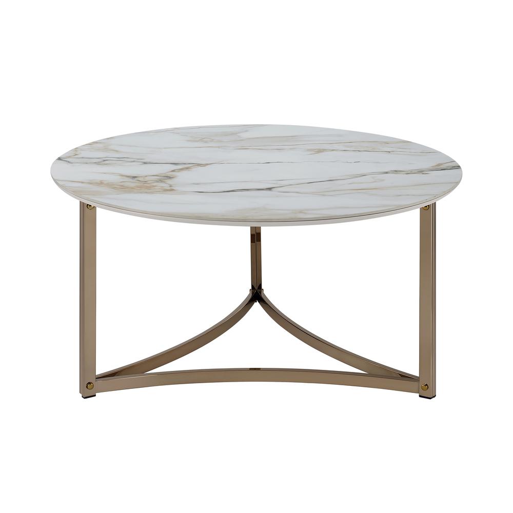 Aziz Coffee Table, Sintered Stone Top & Champagne