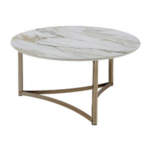 Champagne Coffee Table with Sintered Stone Top and Stylish Finish