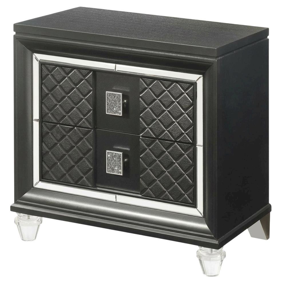 Metallic Gray Nightstand with Modern Glam and Contemporary Style