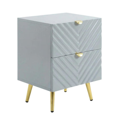 Gray Nightstand with High Gloss Finish and Contemporary Style