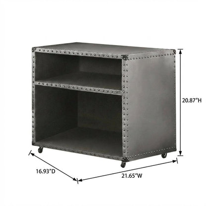 Vintage Brown Aluminum Nightstand with Usb Power Dock and Industrial Style