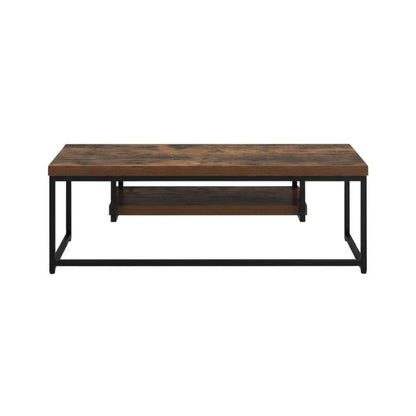 Weathered Oak & Black Metal TV Stand with Elegant Storage Design
