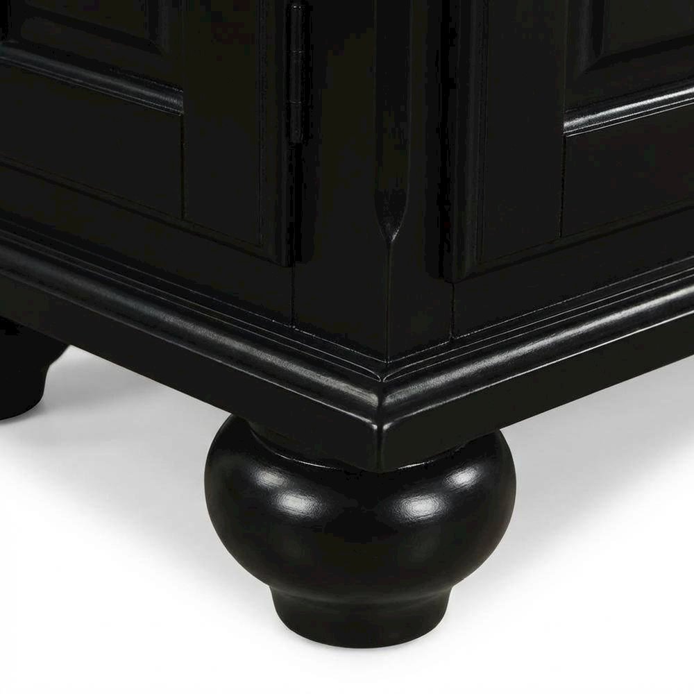 Black wood TV stand with spacious surface and modern design