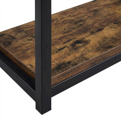 Weathered Oak and Black Bookcase with Sturdy Frame for Living Room Storage