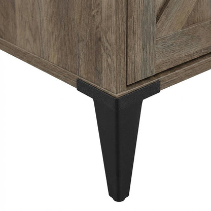 Rustic Oak And Black Finish Writing Desk With Industrial Style And Metal Frame
