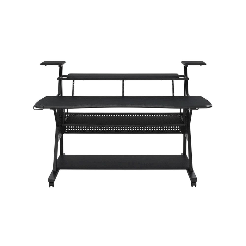 Black Industrial Office Desk With Metal And Mdf Finish