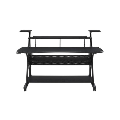 Black Industrial Office Desk With Metal And Mdf Finish
