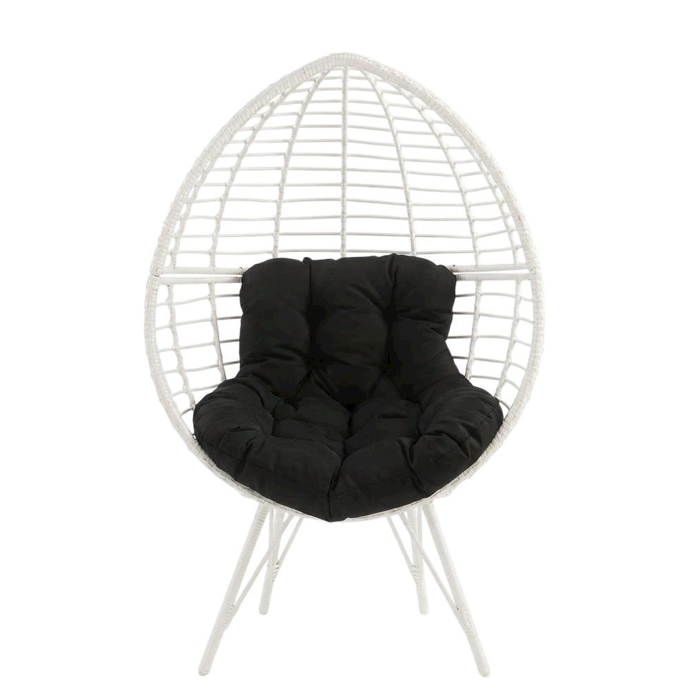 Black Patio Lounge Chair With Wicker Accents For Outdoor Comfort